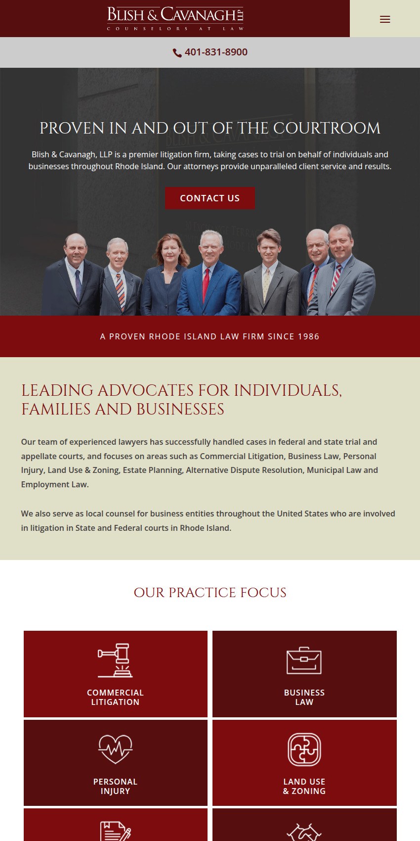 Screenshot of the Blish & Cavanagh, LLP website