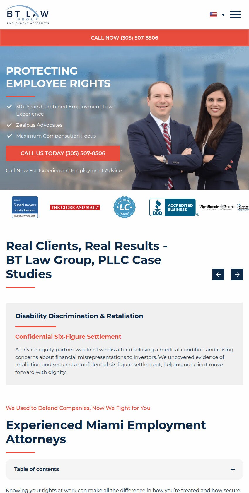 Screenshot of the BT Law Group, PLLC website