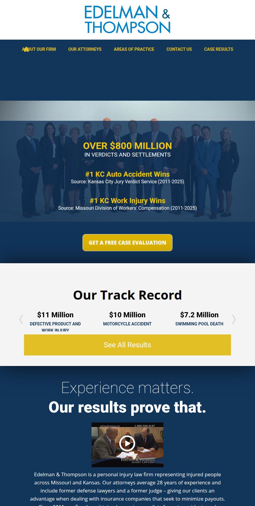 Screenshot of the Edelman & Thompson website