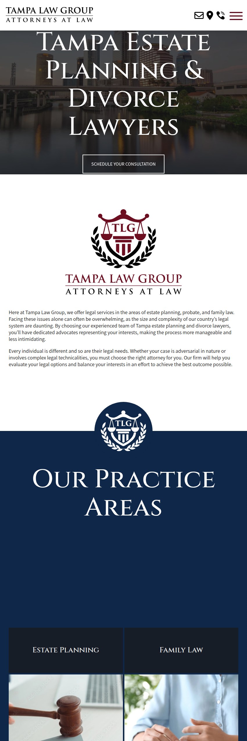 Screenshot of the Tampa Law Group, P.A. website