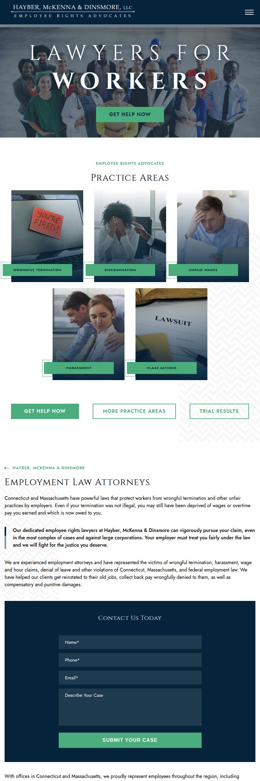Screenshot of the Hayber, McKenna & Dinsmore, LLC website
