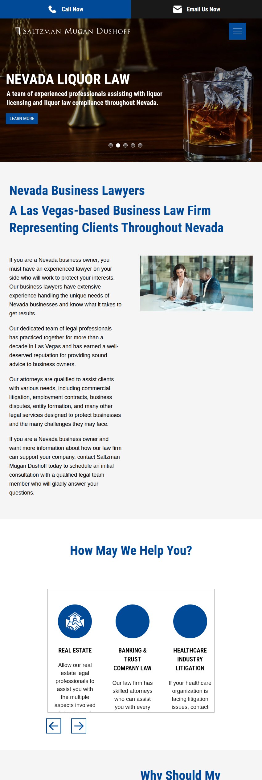 Screenshot of the Saltzman Mugan Dushoff, PLLC website
