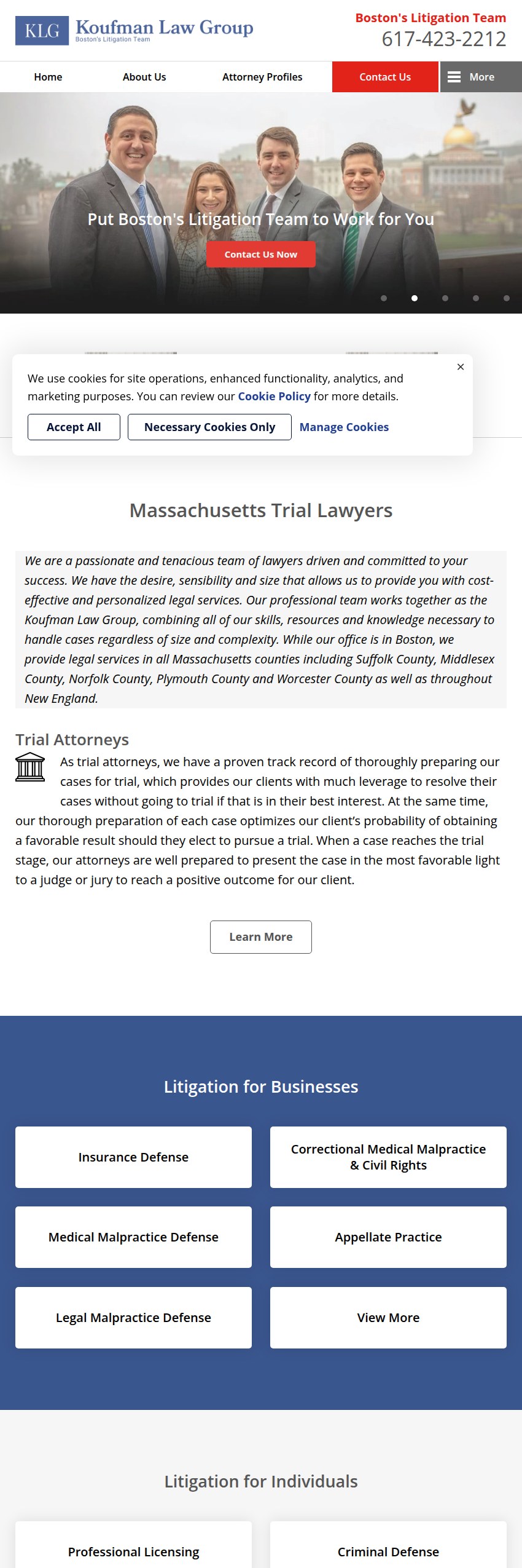 Screenshot of the Koufman Law Group, LLC website