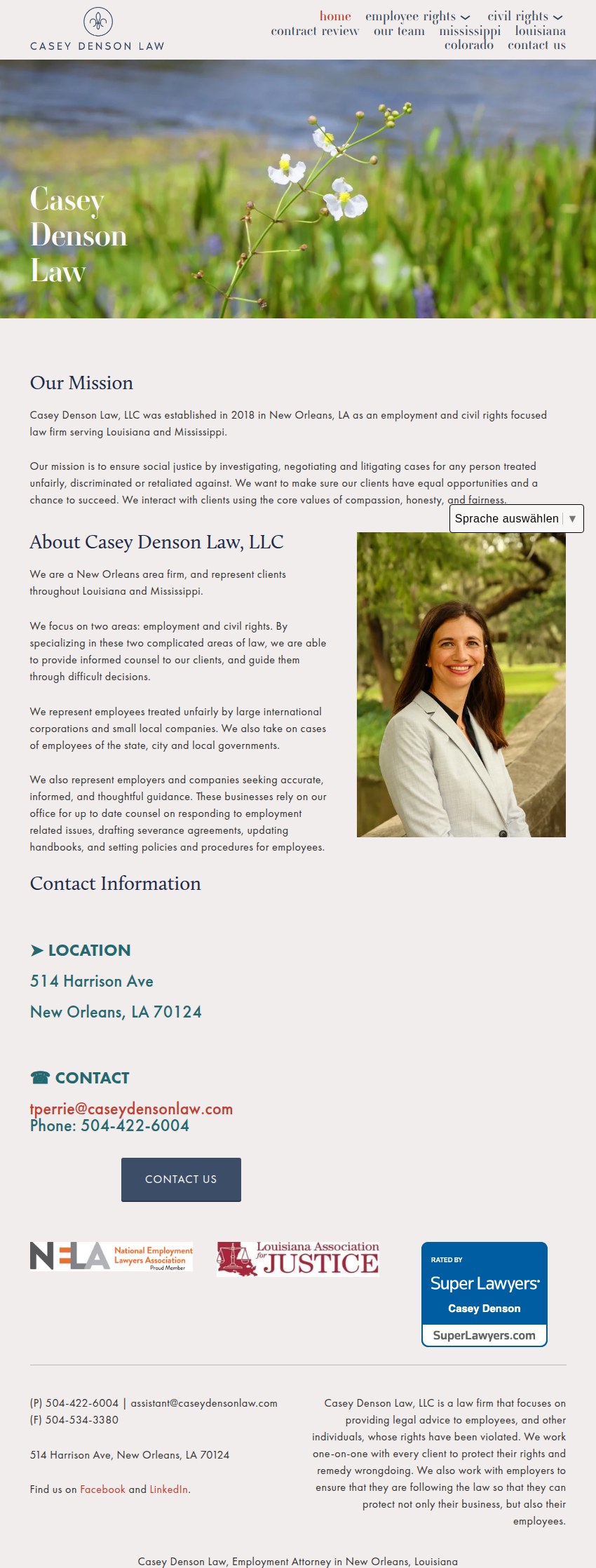 Screenshot of the Casey Denson Law, LLC website