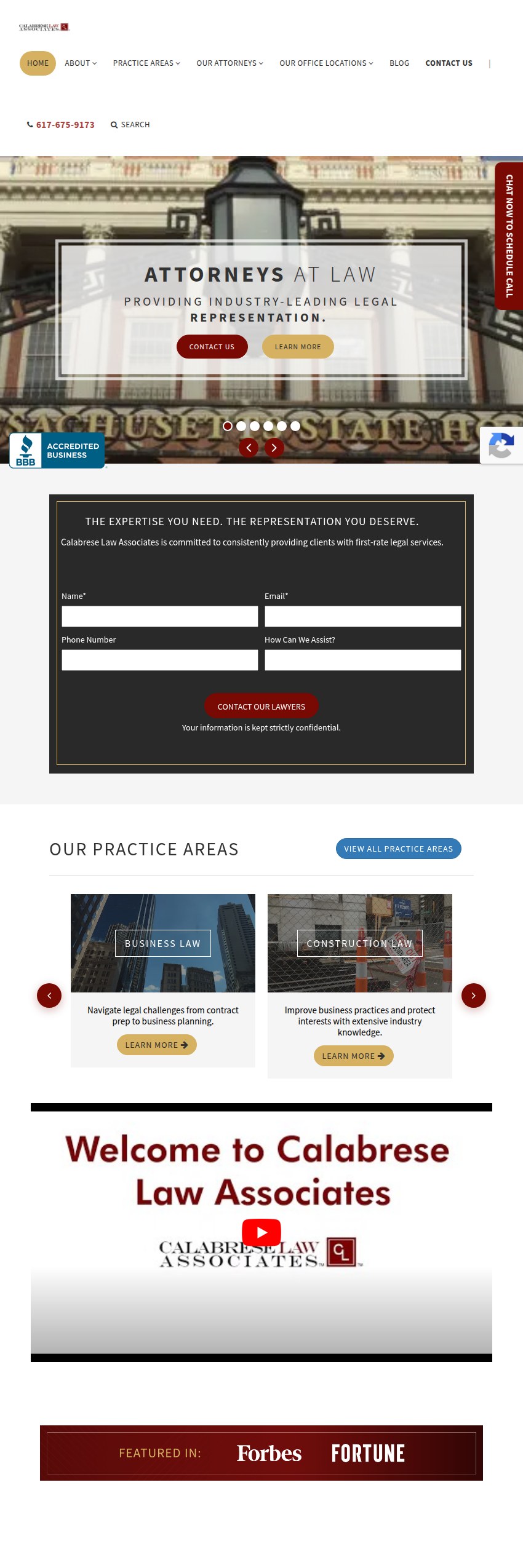 Screenshot of the Calabrese Law Associates, P.C. website
