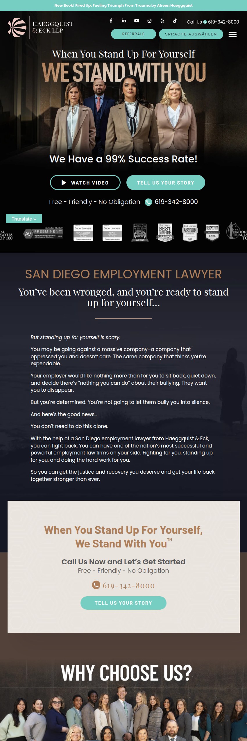 Screenshot of the Haeggquist & Eck, LLP website