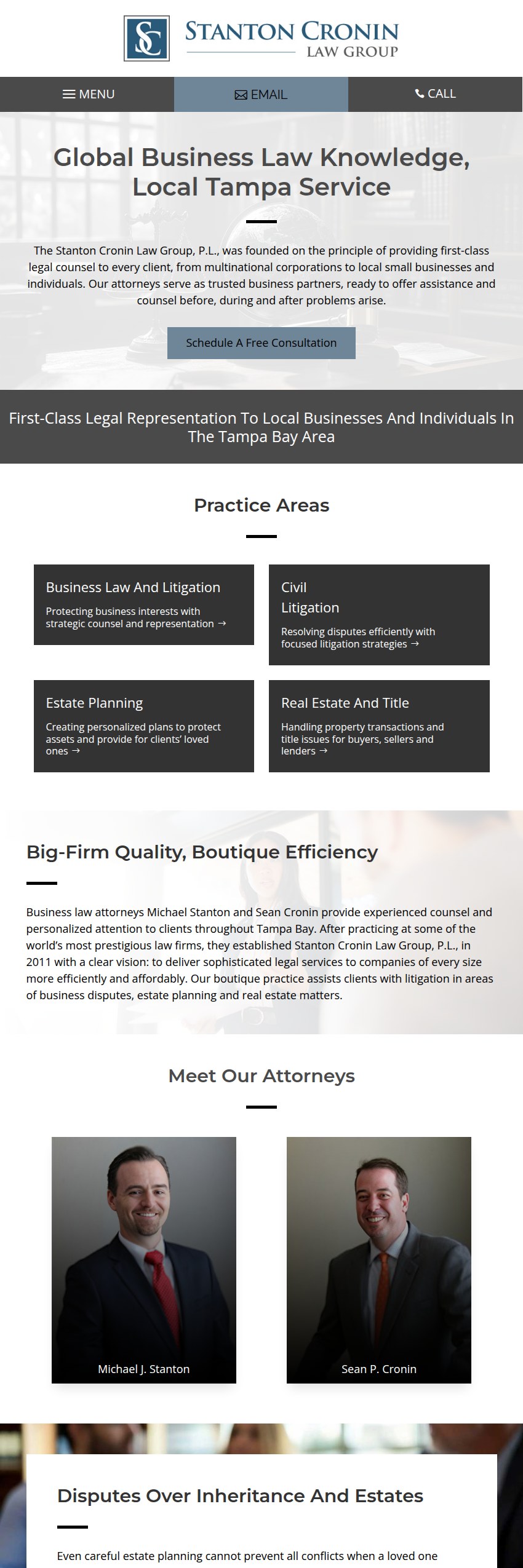 Screenshot of the Stanton Cronin Law Group, P.L. website