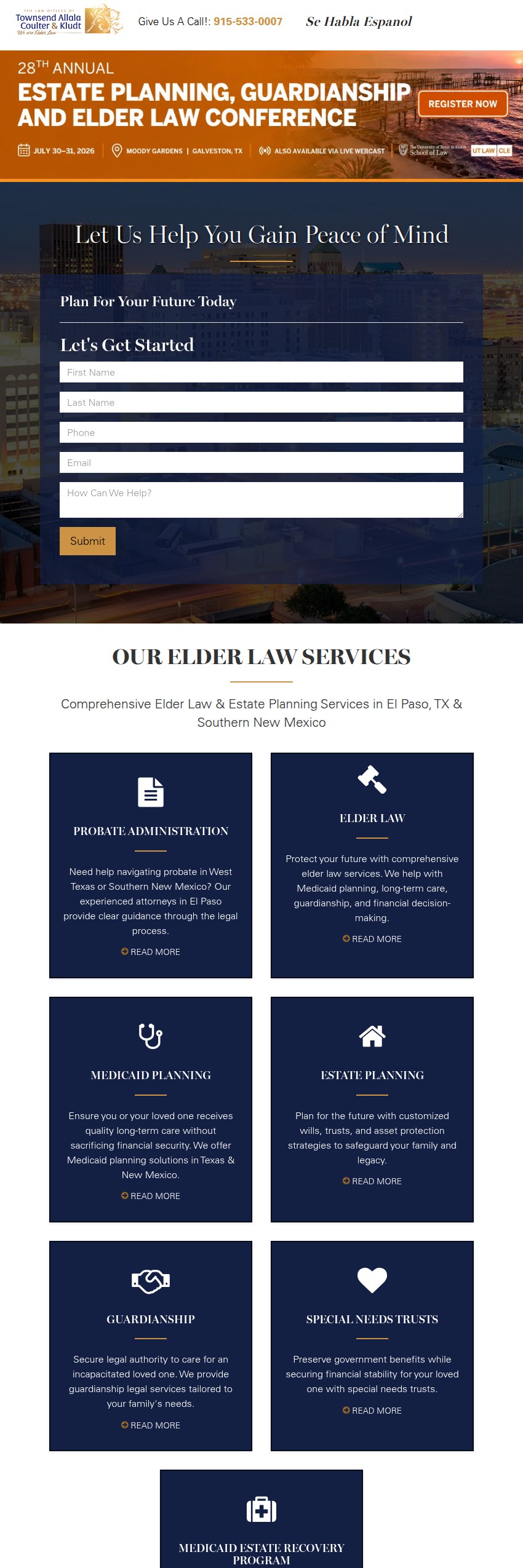 Screenshot of the Townsend Allala, Coulter & Kludt, PLLC website