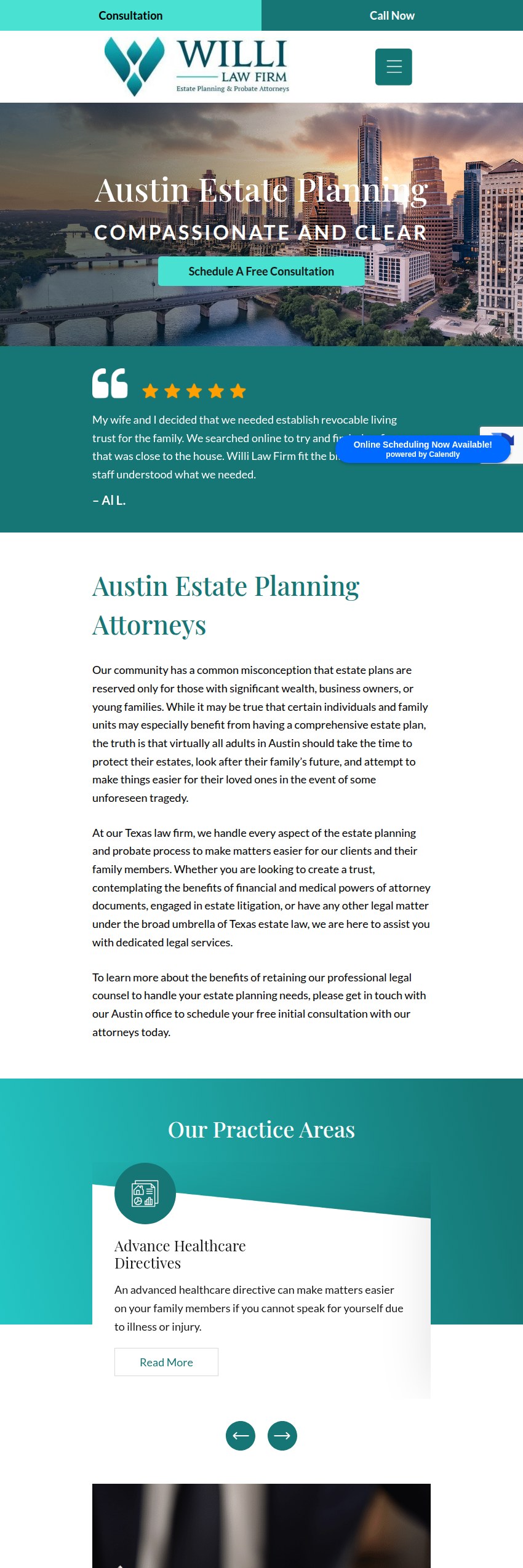 Screenshot of the Willi Law Firm website