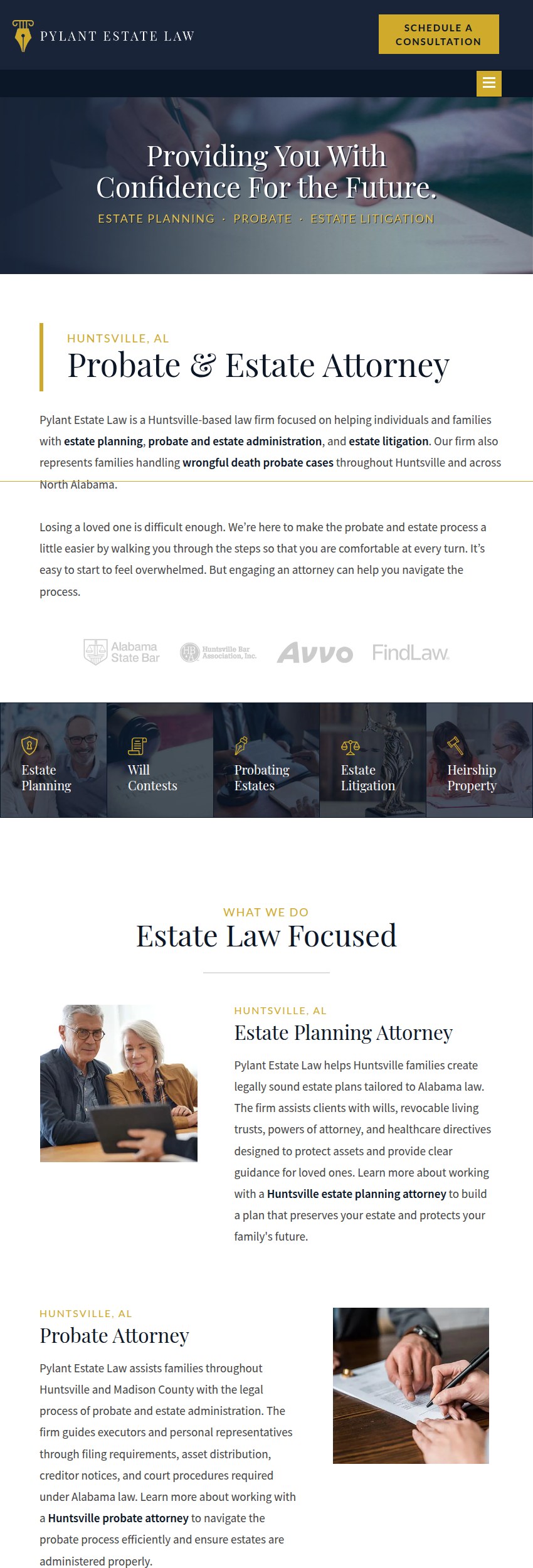 Screenshot of the Pylant Estate Law, LLC website