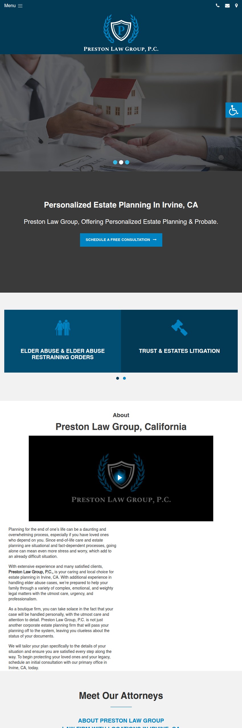 Screenshot of the Preston Law Group, P.C. website