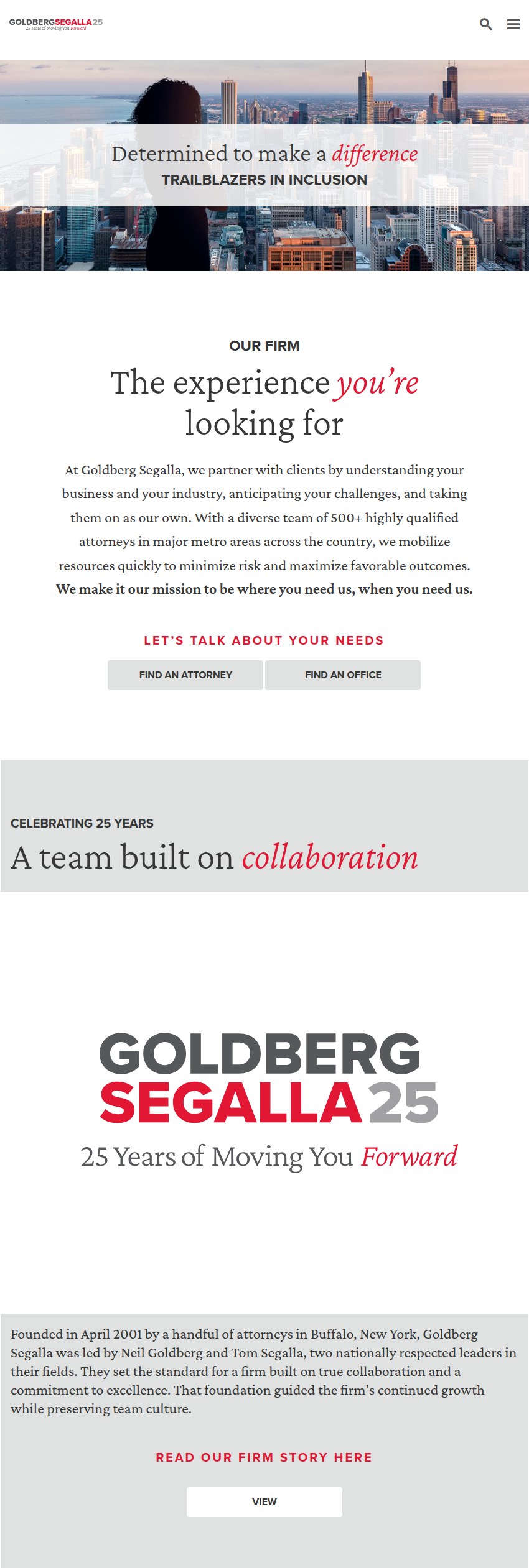 Screenshot of the Goldberg Segalla website