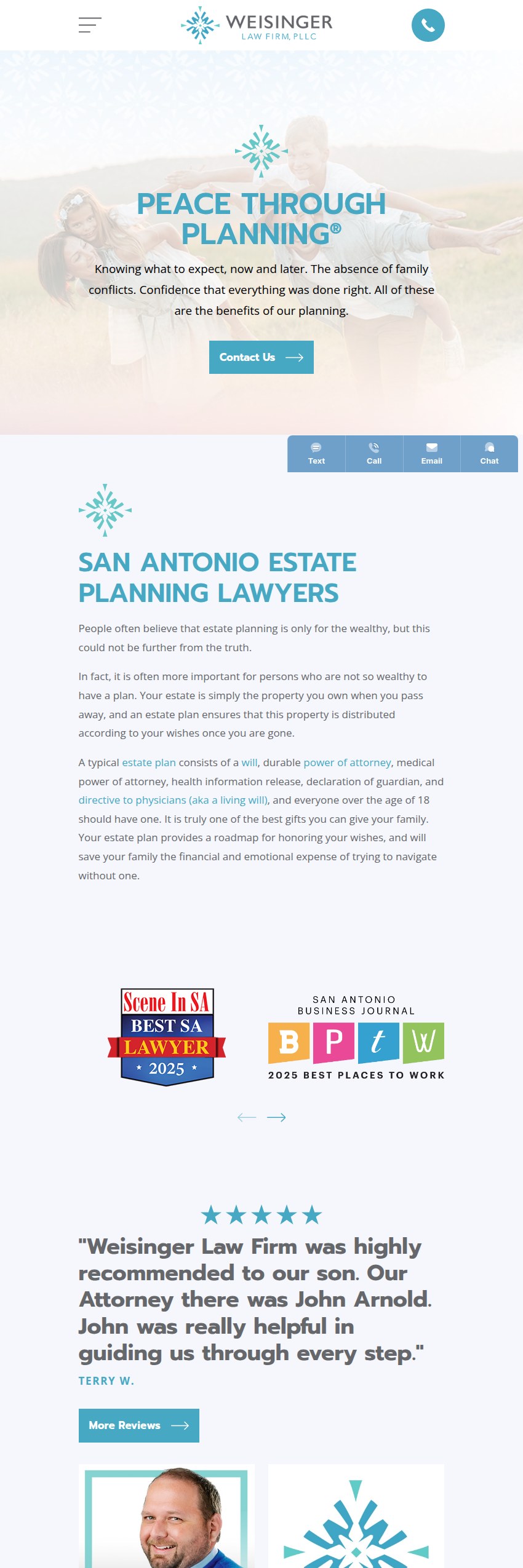 Screenshot of the Weisinger Law Firm website