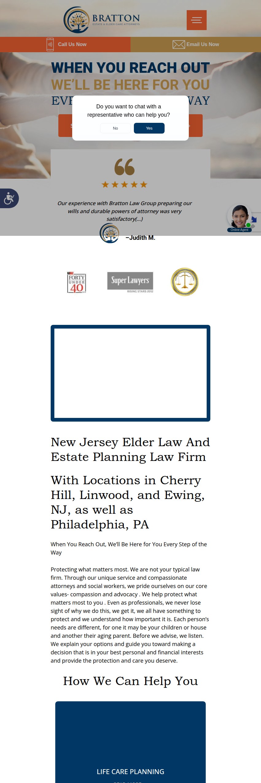 Screenshot of the Bratton Law Group website