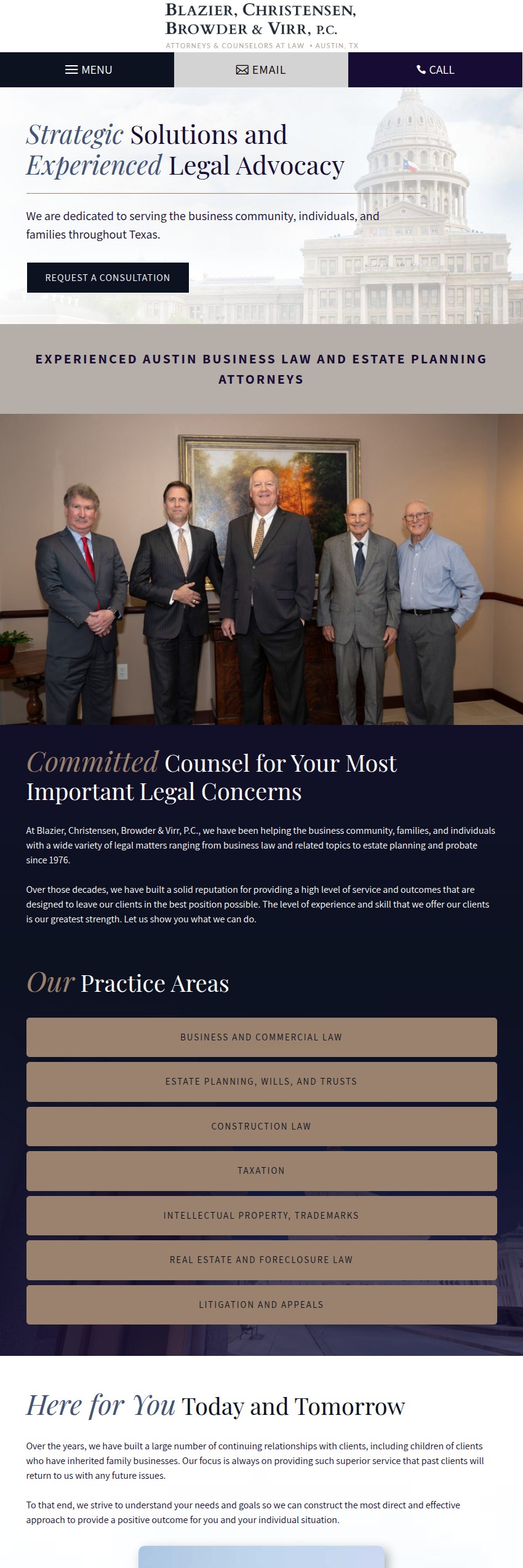 Screenshot of the Blazier, Christensen, Browder & Virr, P.C. website