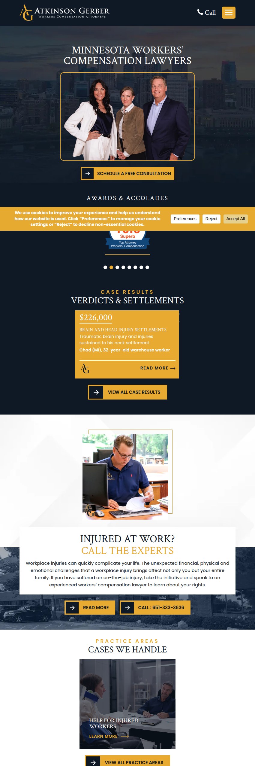 Screenshot of the Atkinson Gerber Law Office website