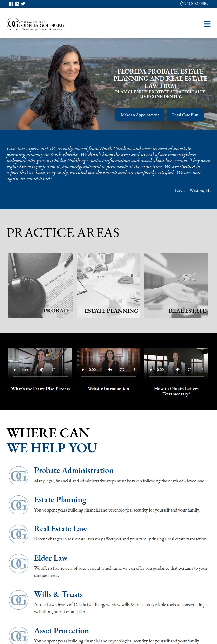 Screenshot of the The Law Offices of Odelia Goldberg website