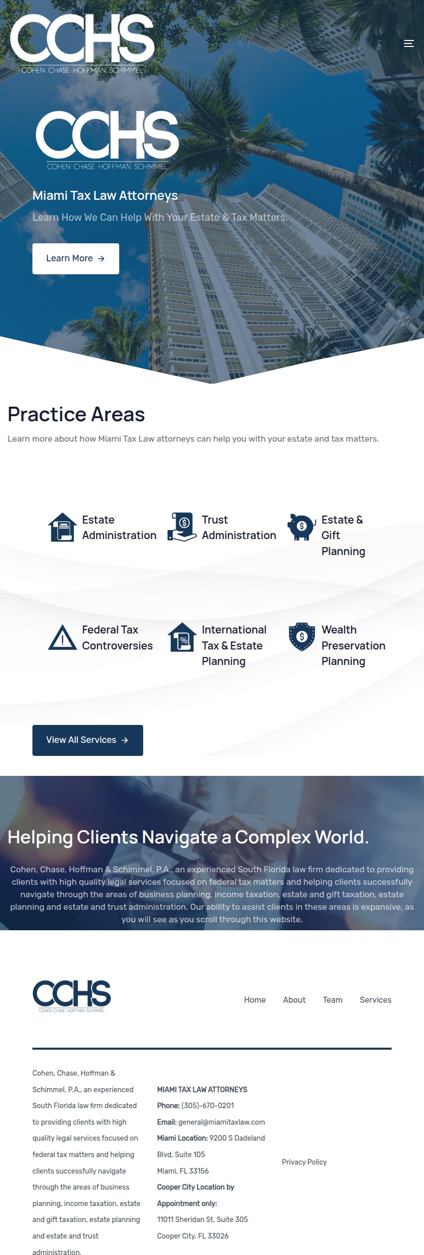 Screenshot of the Cohen, Chase, Hoffman & Schimmel, P.A. website