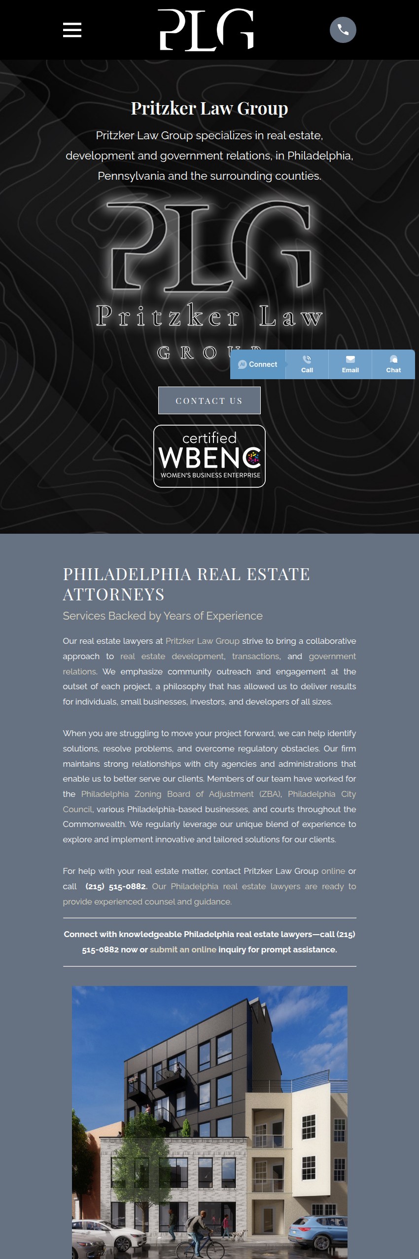 Screenshot of the Pritzker Law Group website