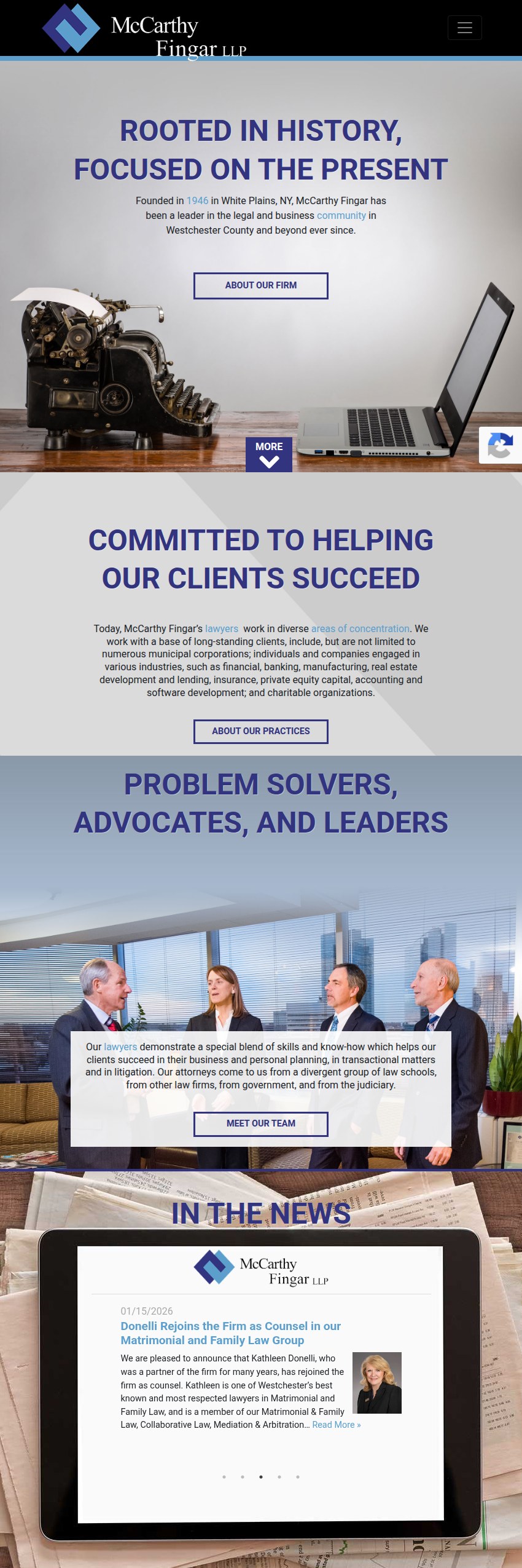Screenshot of the McCarthy Fingar LLP website