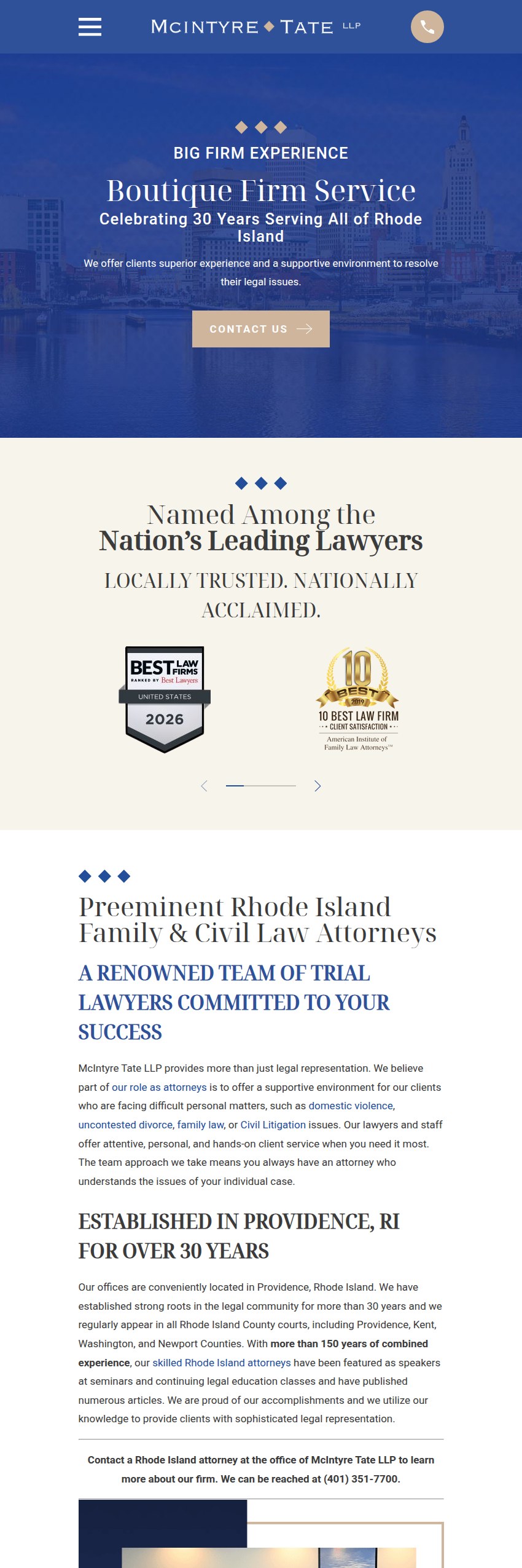 Screenshot of the McIntyre Tate LLP website