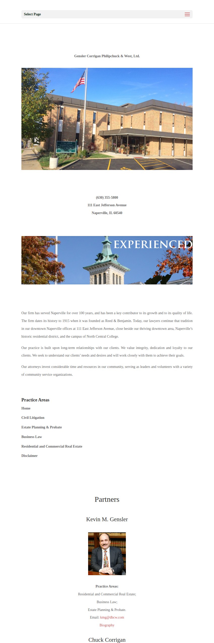 Screenshot of the Gensler Corrigan Philipchuck & West, Ltd. website