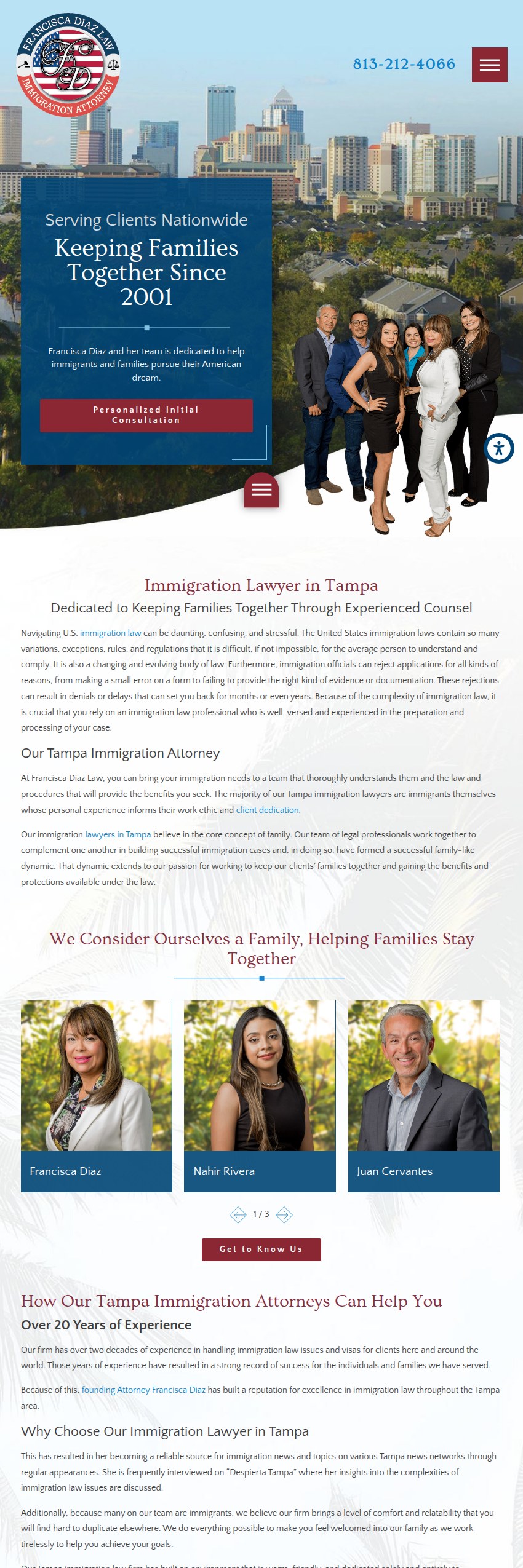 Screenshot of the Francisca Diaz Law website