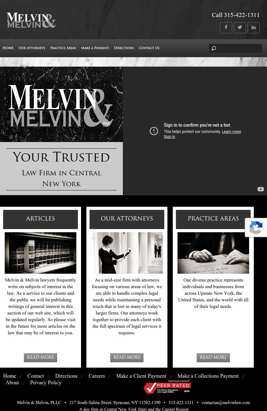 Screenshot of the Melvin & Melvin, PLLC website