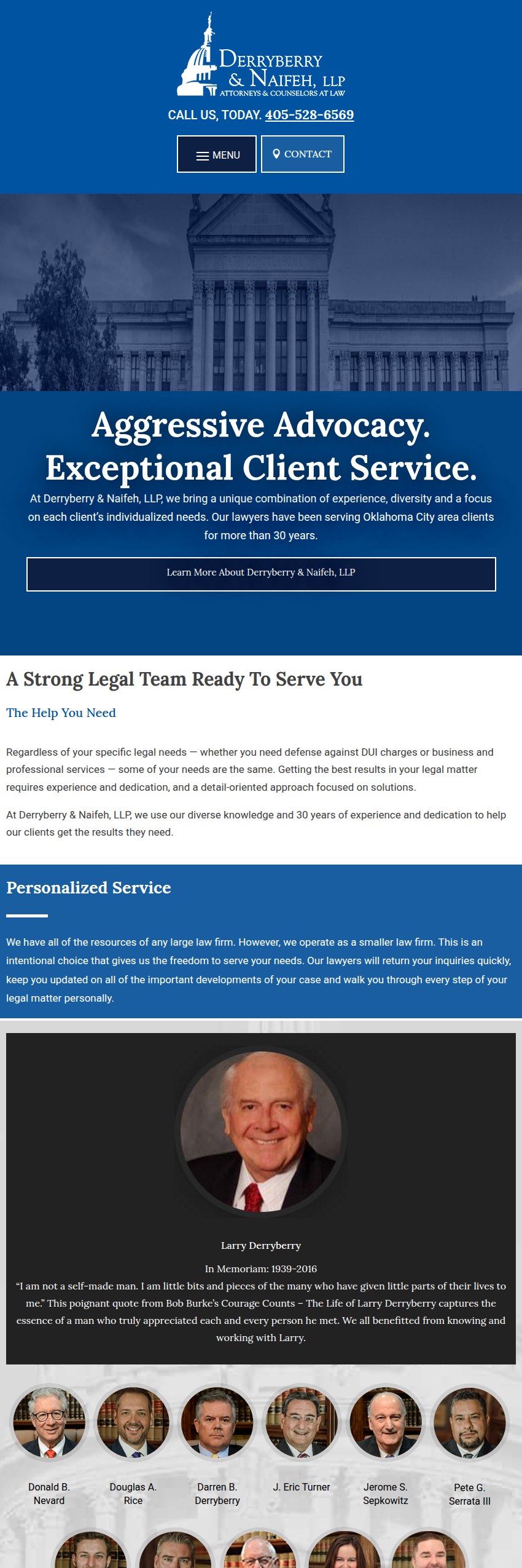 Screenshot of the Derryberry & Naifeh, LLP website