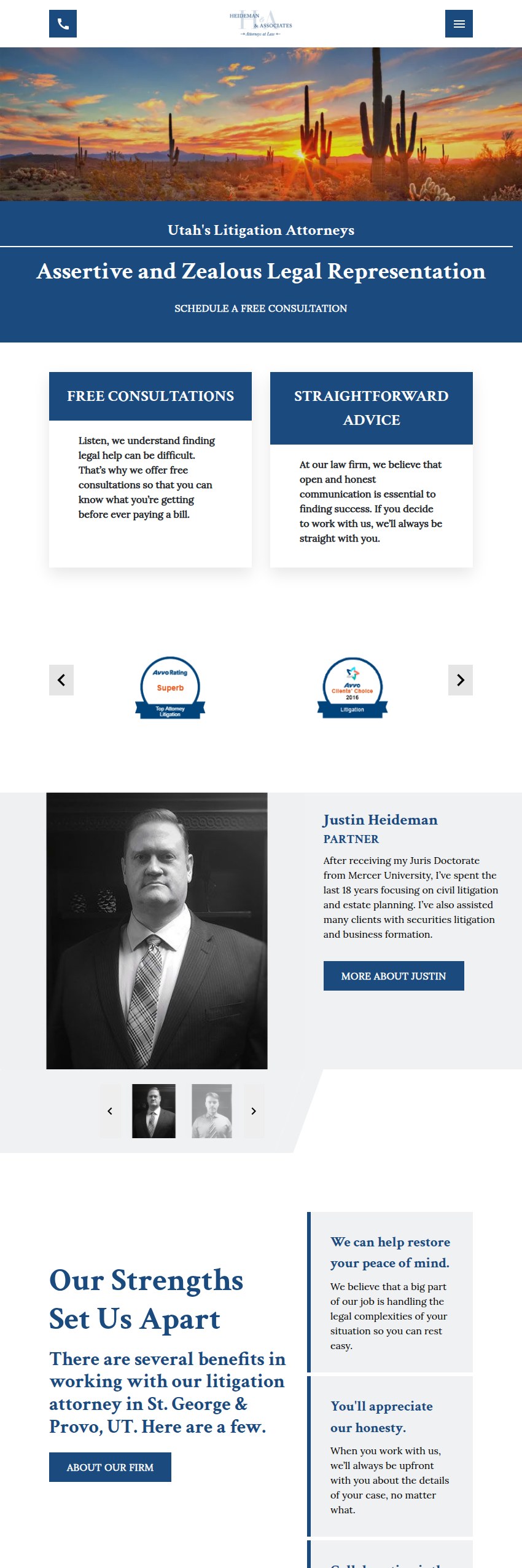 Screenshot of the Heideman & Associates website