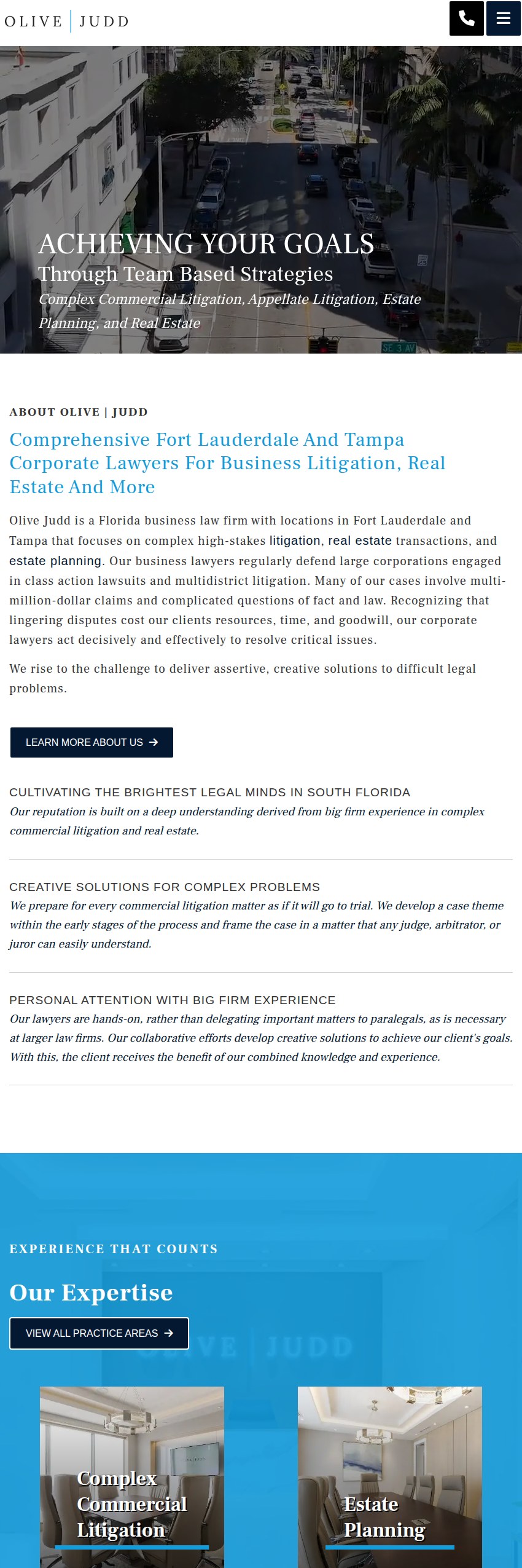 Screenshot of the Olive Judd, P.A. website