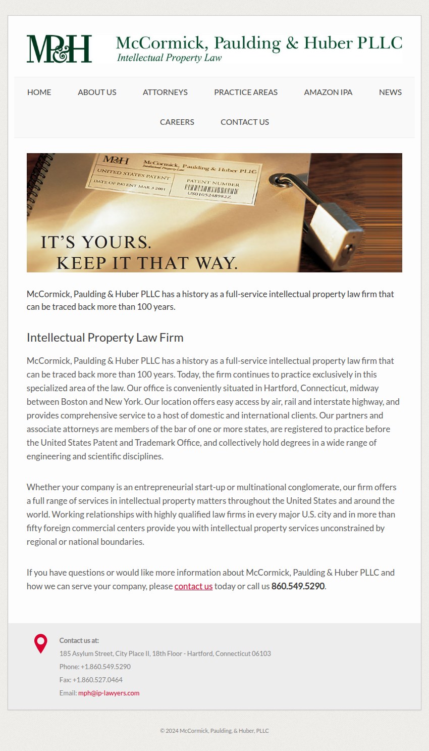 Screenshot of the McCormick, Paulding & Huber PLLC website