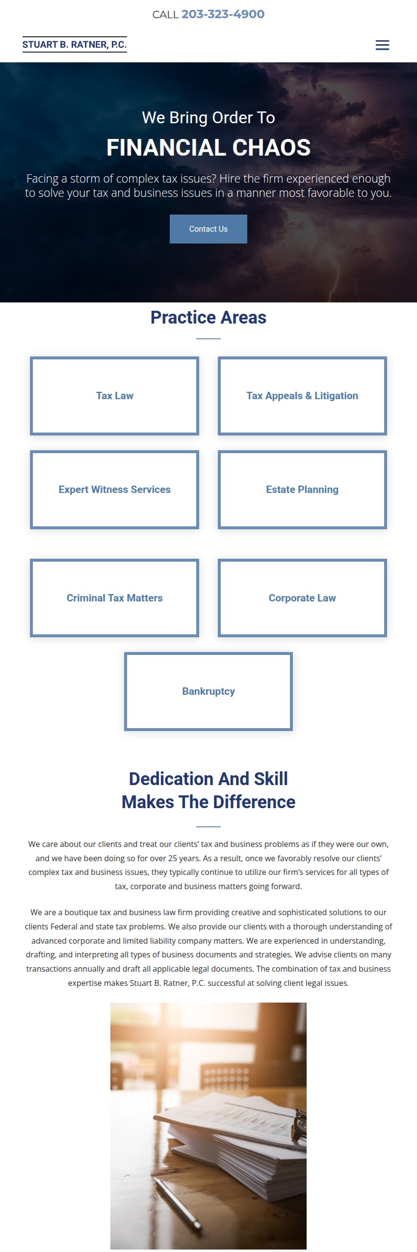Screenshot of the Stuart B. Ratner, P.C. website