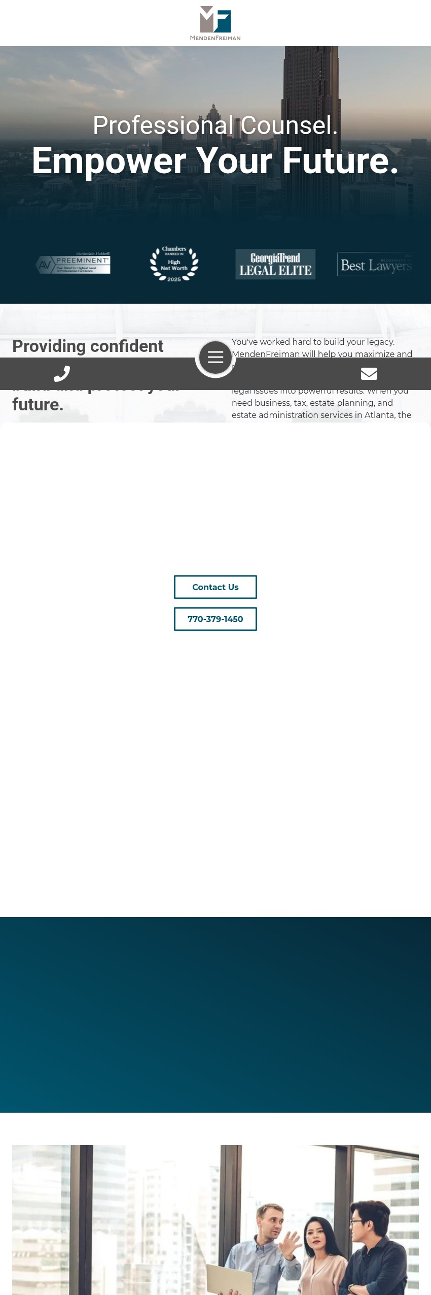 Screenshot of the MendenFreiman LLP website