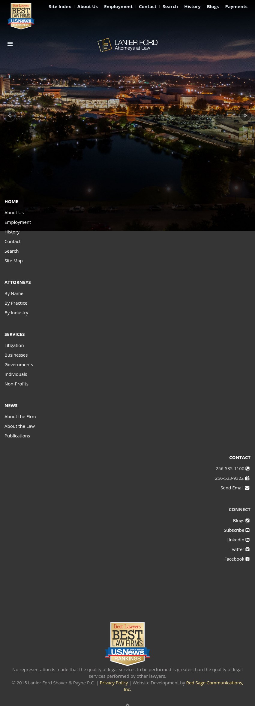Screenshot of the Lanier Ford Shaver & Payne P.C. website