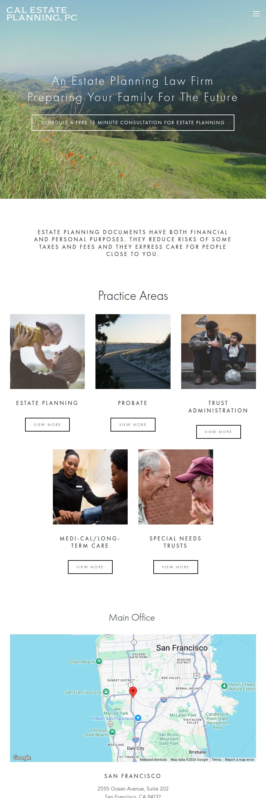 Screenshot of the Cal Estate Planning, PC website