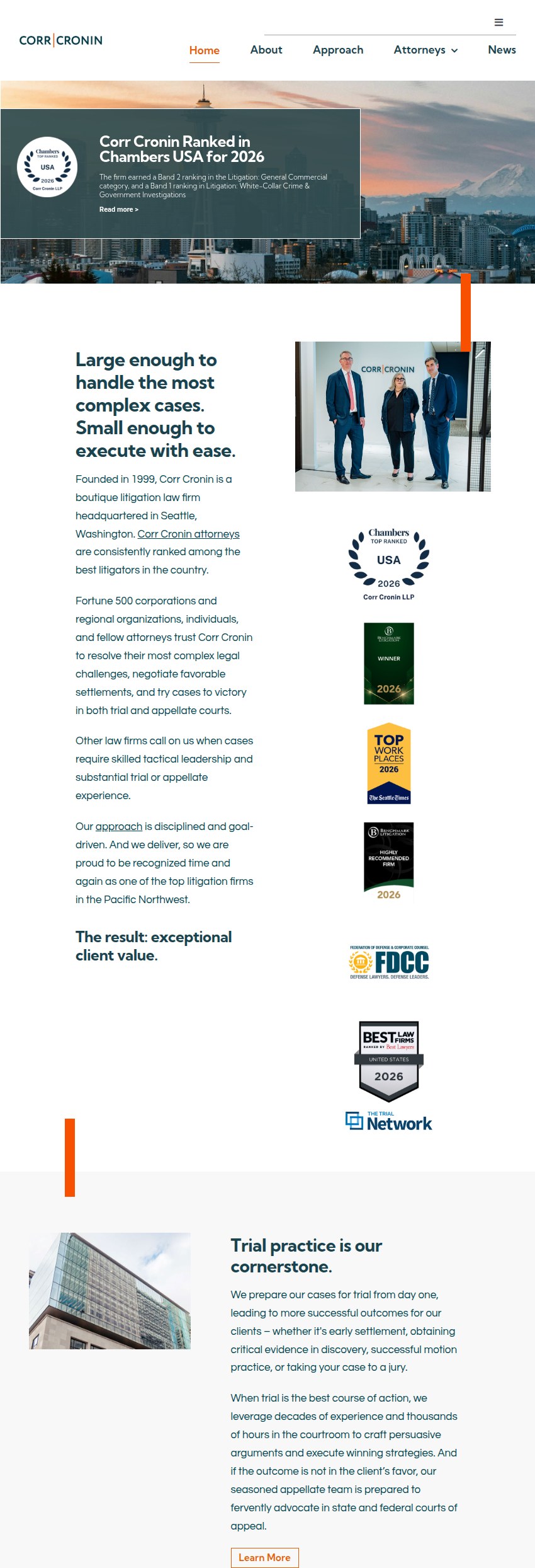 Screenshot of the Corr Cronin LLP website