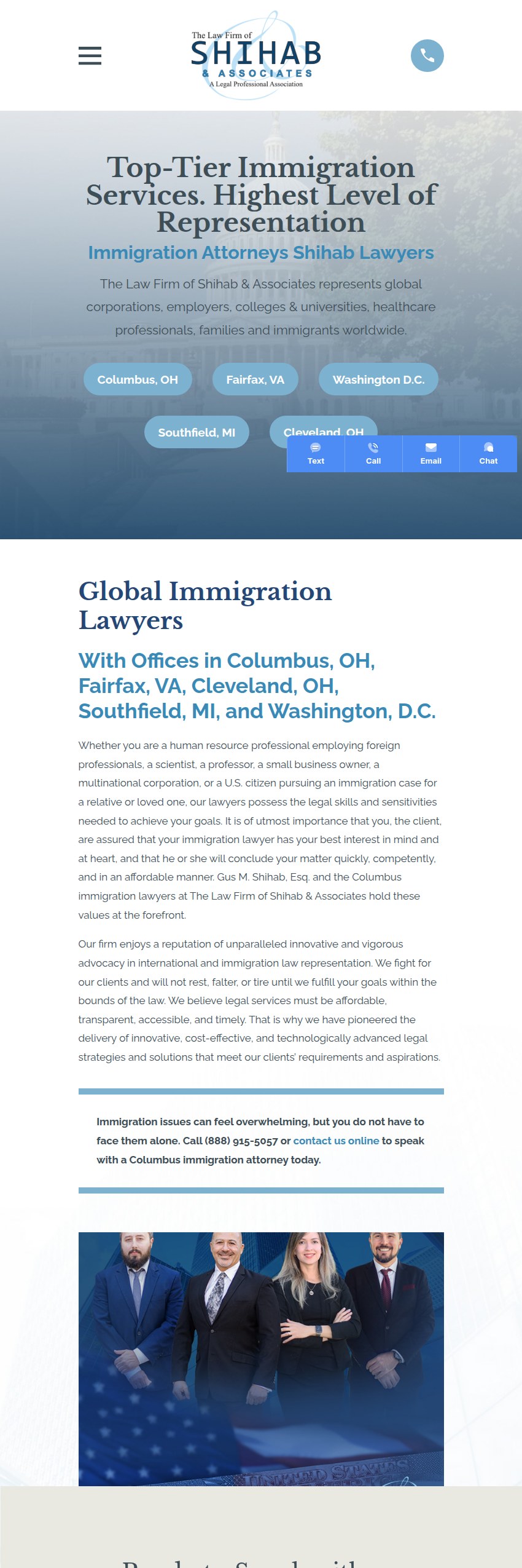 Screenshot of the The Law Firm of Shihab & Associates website