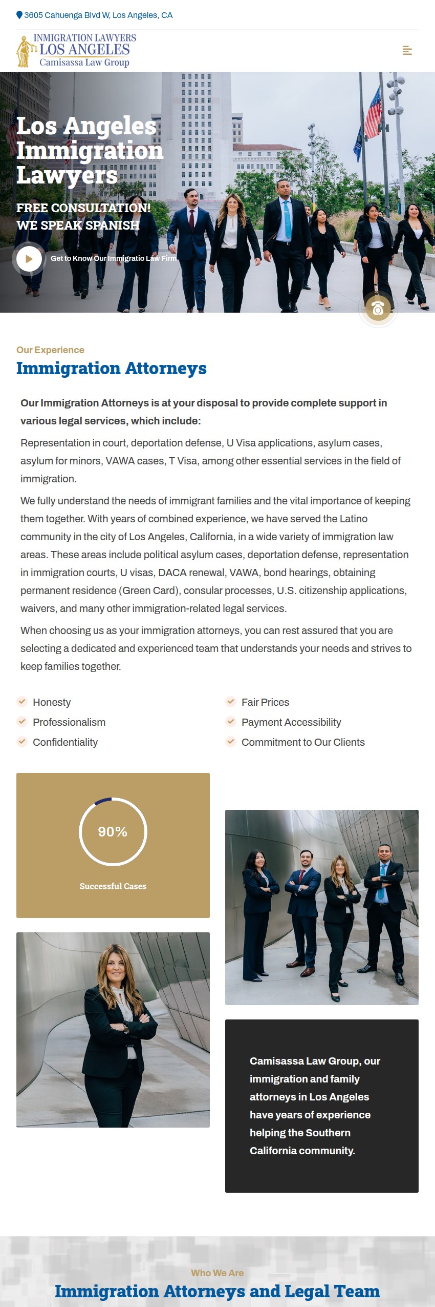 Screenshot of the Camisassa Law Group website