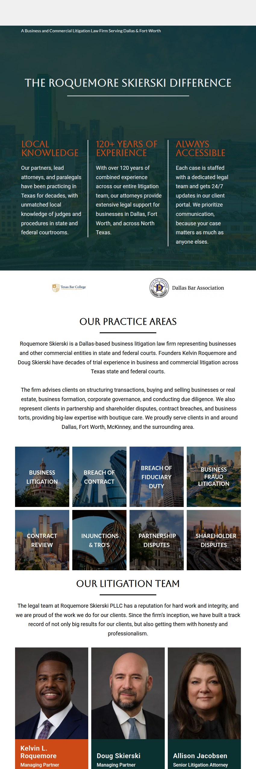 Screenshot of the Roquemore Skierski PLLC website