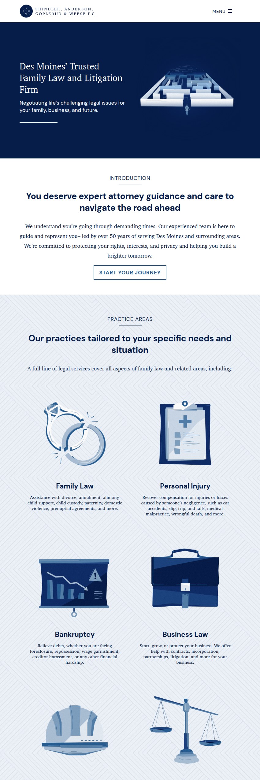 Screenshot of the Shindler, Anderson, Goplerud & Weese P.C. website