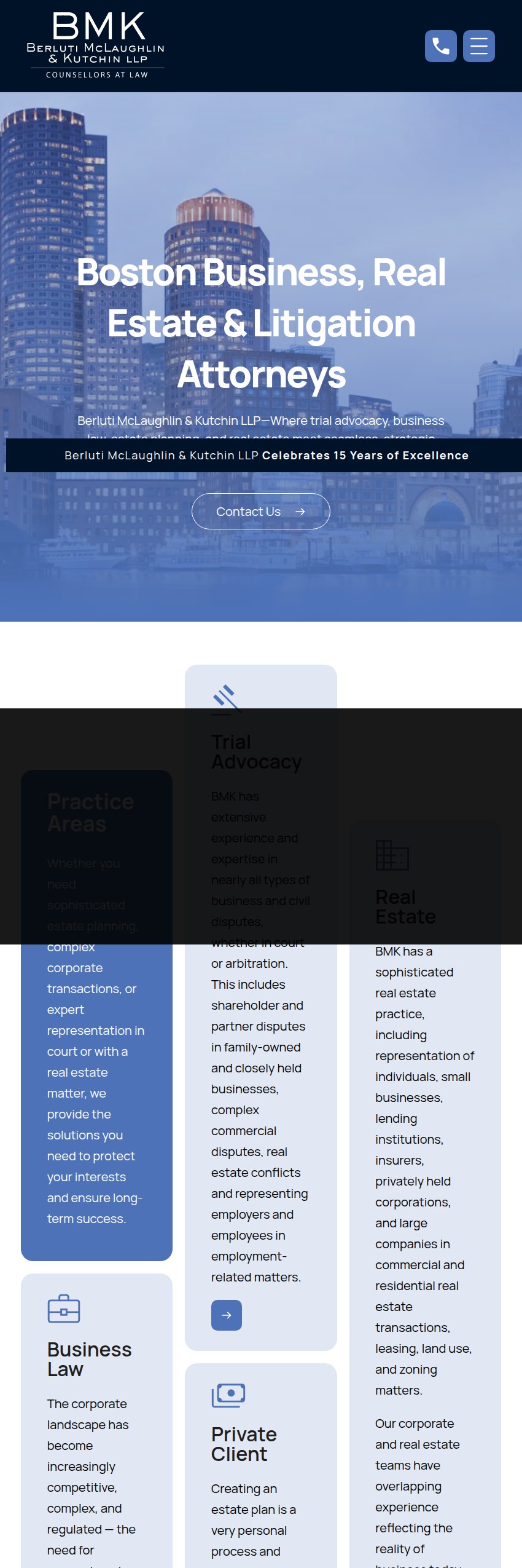 Screenshot of the Berluti McLaughlin & Kutchin LLP website