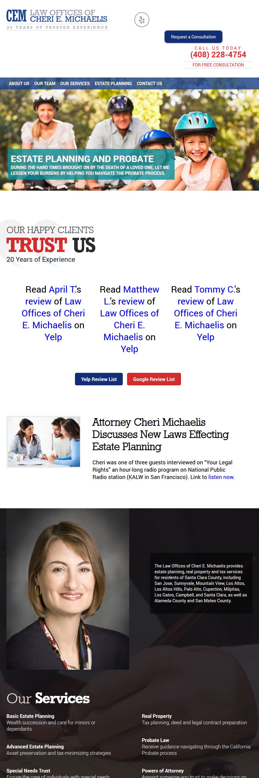 Screenshot of the Law Offices of Cheri E. Michaelis website
