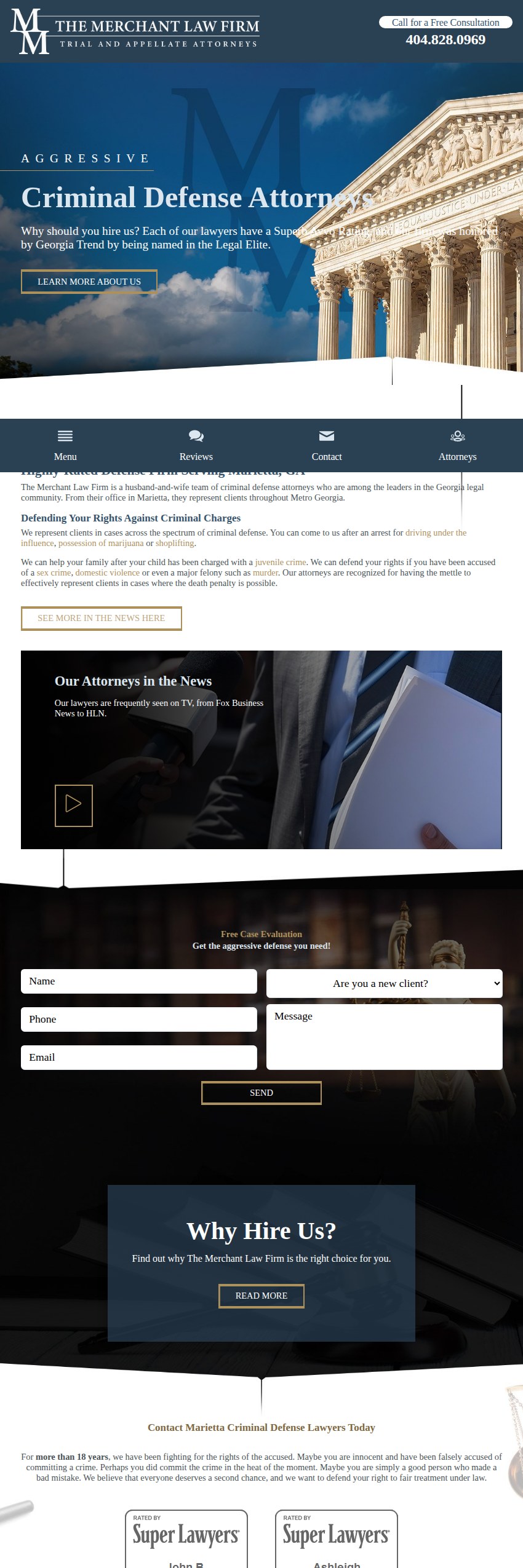 Screenshot of the The Merchant Law Firm website
