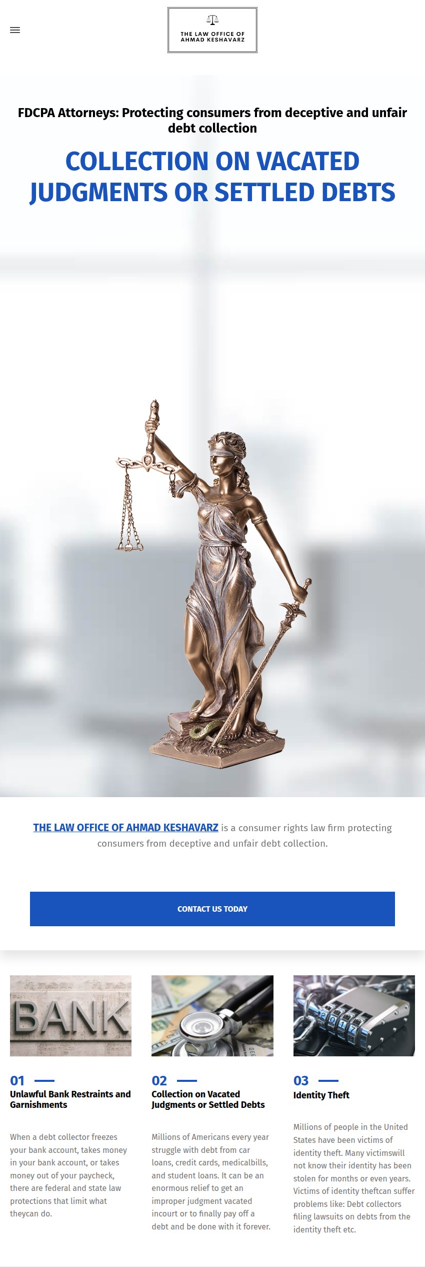 Screenshot of the The Law Office of Ahmad Keshavarz website