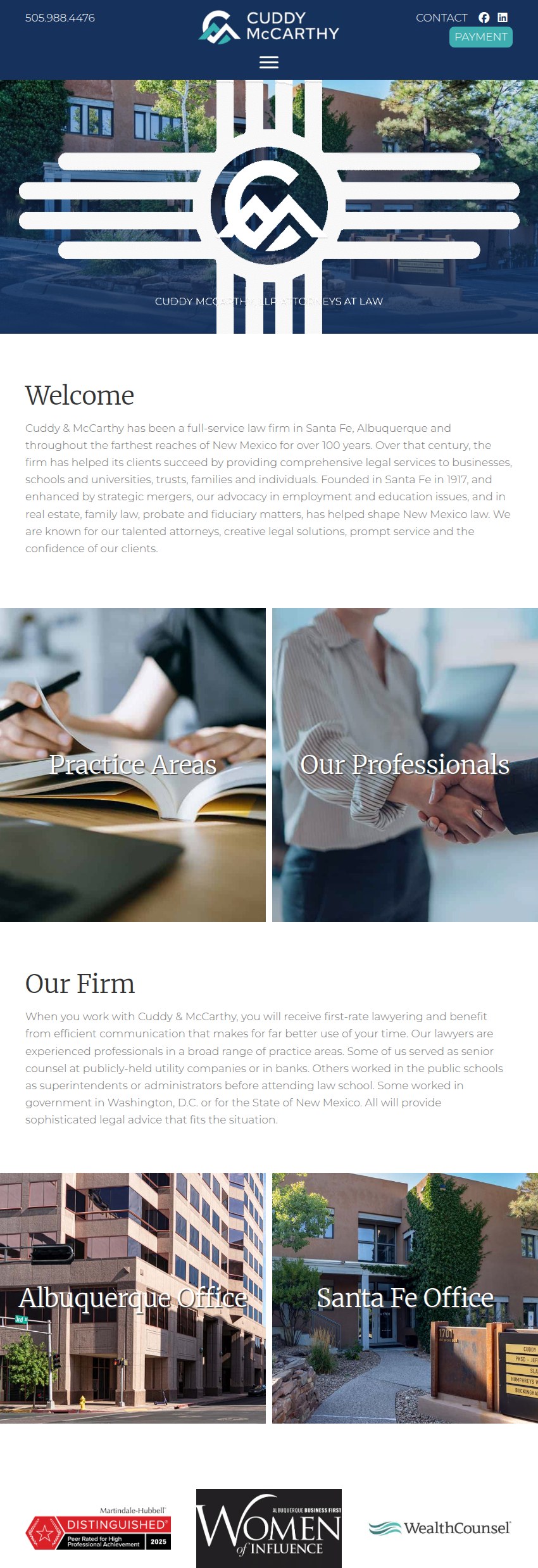 Screenshot of the Cuddy & McCarthy, LLP website