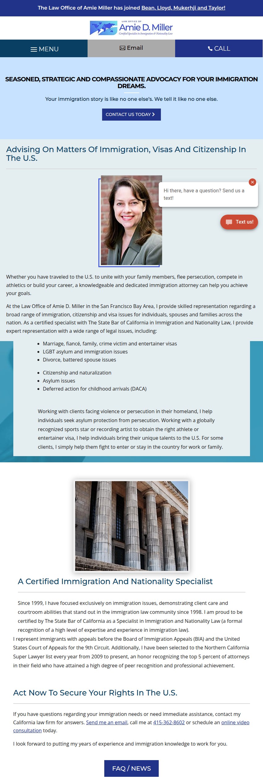 Screenshot of the Law Office of Amie D. Miller website
