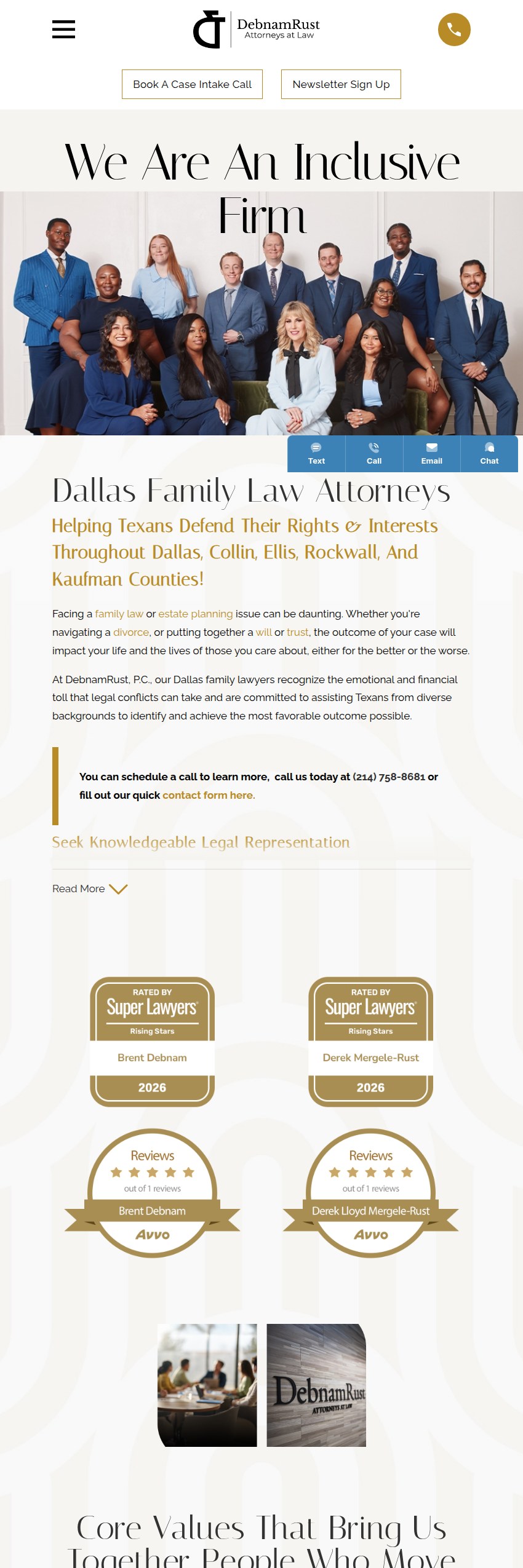 Screenshot of the DebnamRust, P.C. website