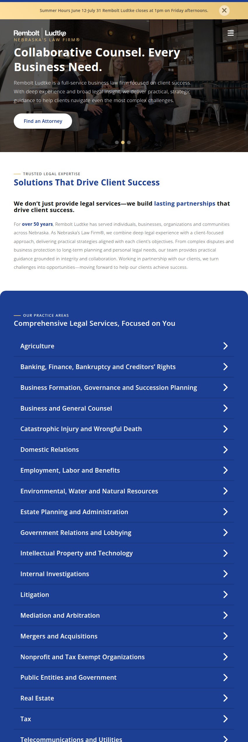 Screenshot of the Rembolt Ludtke LLP website
