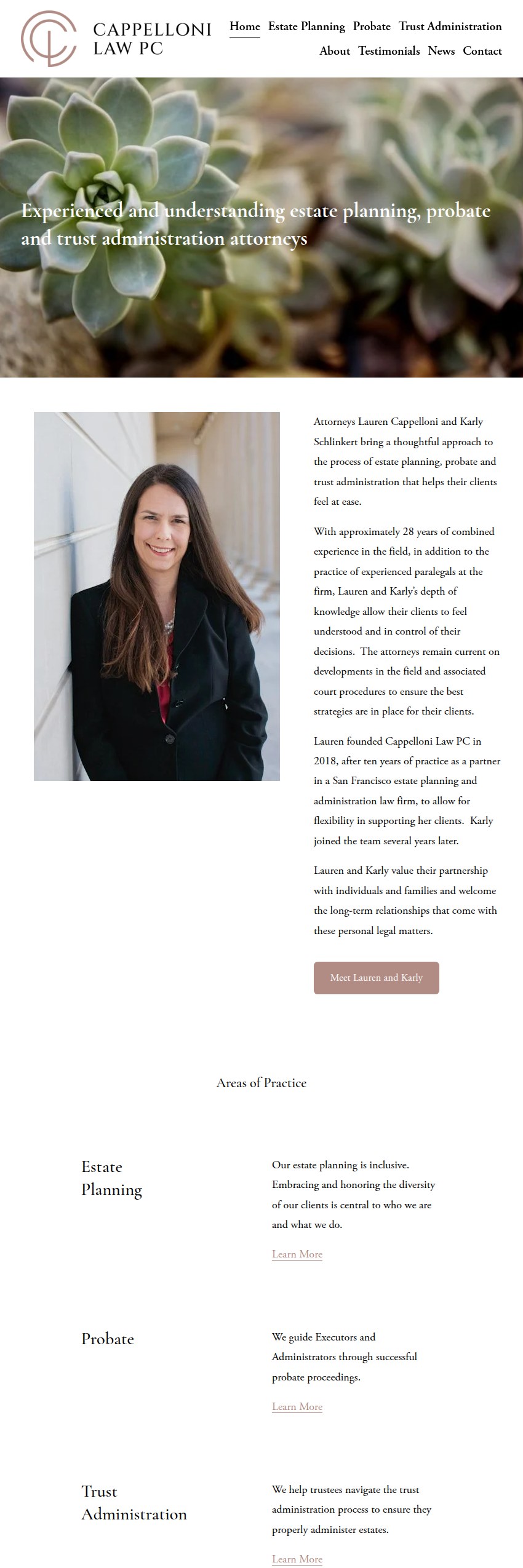 Screenshot of the Cappelloni Law PC website